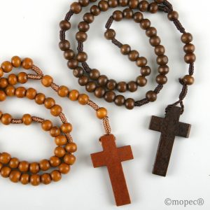 Rosario madera en dos tonos marrones