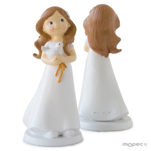 Figura pastel niña Comunión y paloma