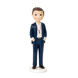 Figura pastel niño Comunión manos en los bosillos