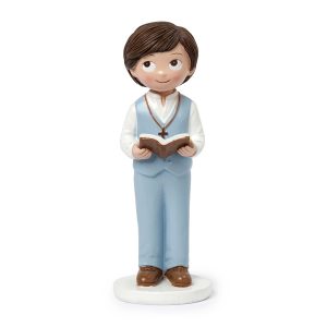 Figura pastel Comunión niño chaleco y biblia